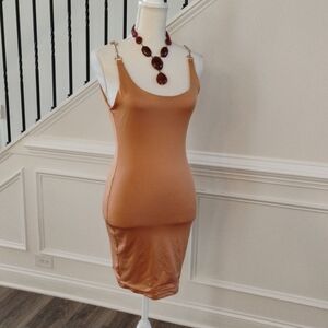 Cute heart & hips stretch tank bodycon dress Rust color Sz-M